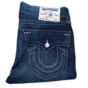 True Religion Jeans Size 34 SLIM FLAP T Blue Contrast Denim Jeans